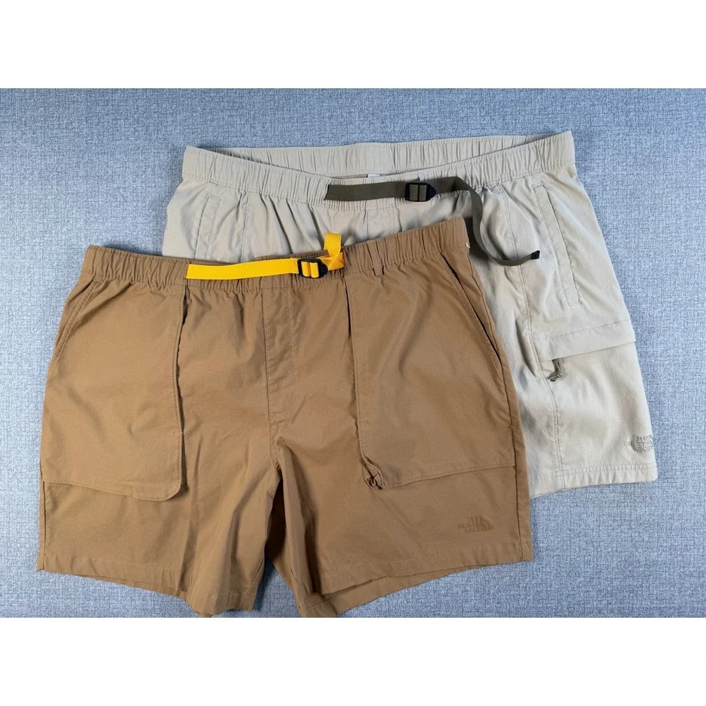 NEW 2 Pair North Face Mens‎ XXL 2XL Belted Shorts Brown Ripstop Hiking Cargo